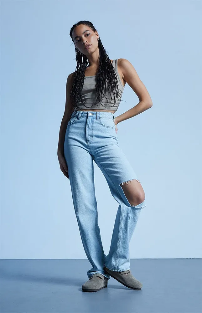 Pacsun torn online blue mom jeans