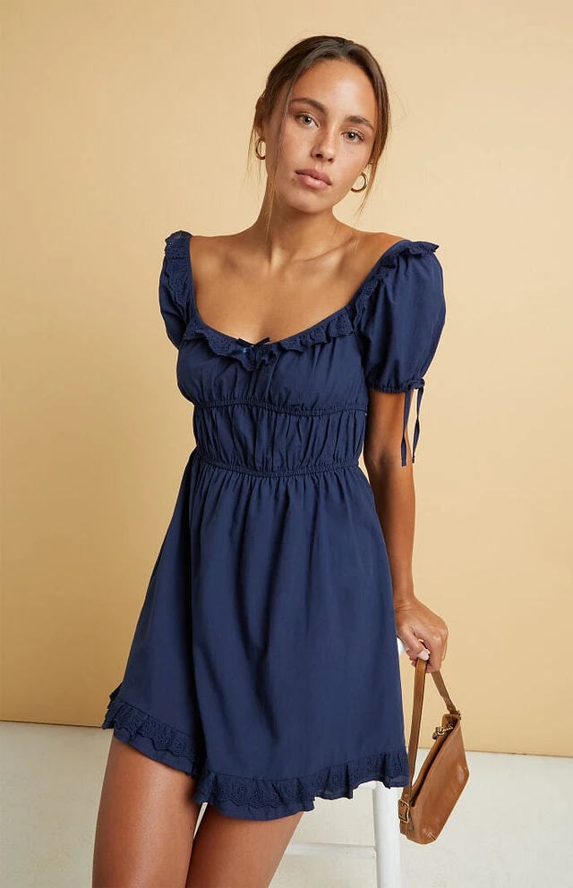 Beverly and Beck Ruby Ruffle Bow Mini Dress | Liberty Center
