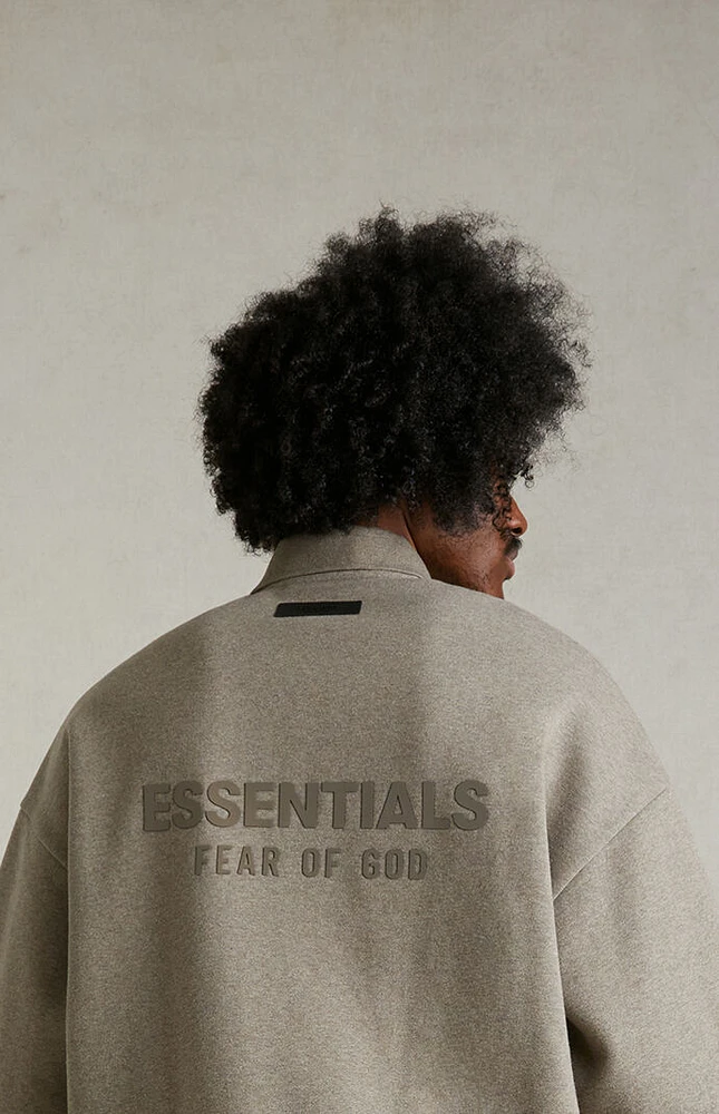 Fear of God Essentials Heather Grey 3/4 Sleeve Polo