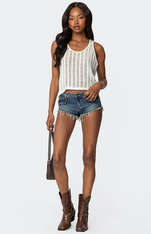 Edikted Keziah Sheer Ladder Knit Top | Arden Fair