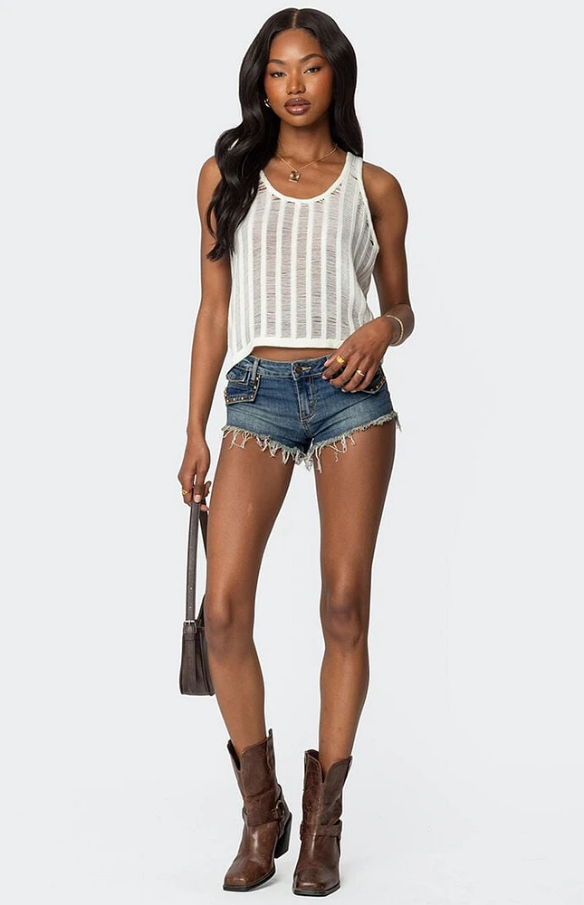Edikted Keziah Sheer Ladder Knit Top | Arden Fair