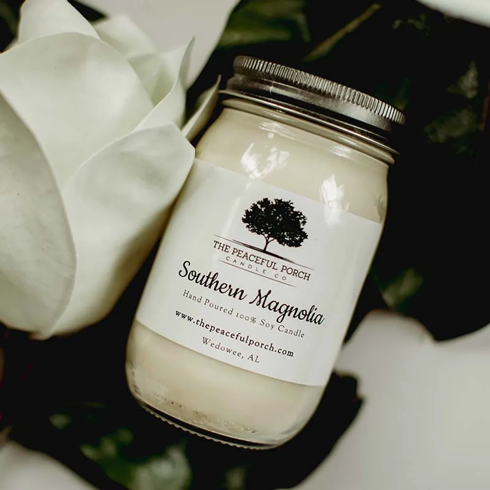 The Peaceful Porch Southern Magnolia Jar 16oz Candle Hamilton Place