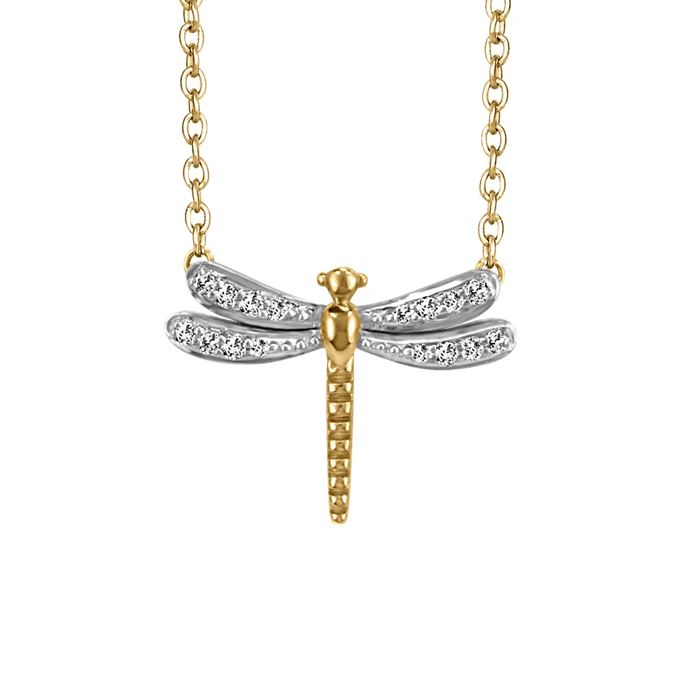 Paris Jewellers Dragonfly Necklace with .05 Carat TW of Diamonds