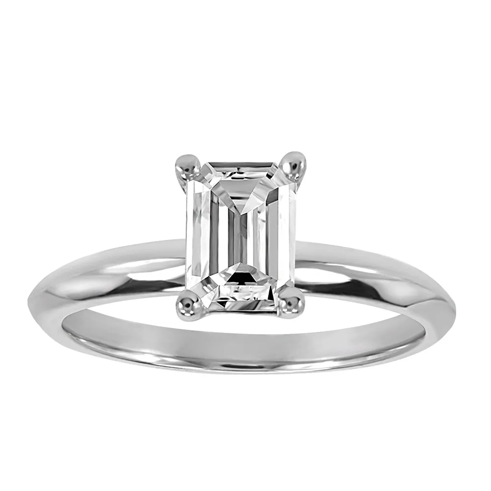 Flat emerald cut engagement on sale rings