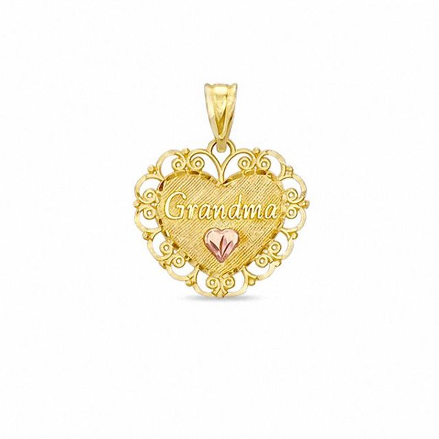 Peoples 10K Two-Tone Gold Grandma Heart Charm|Peoples Jewellers