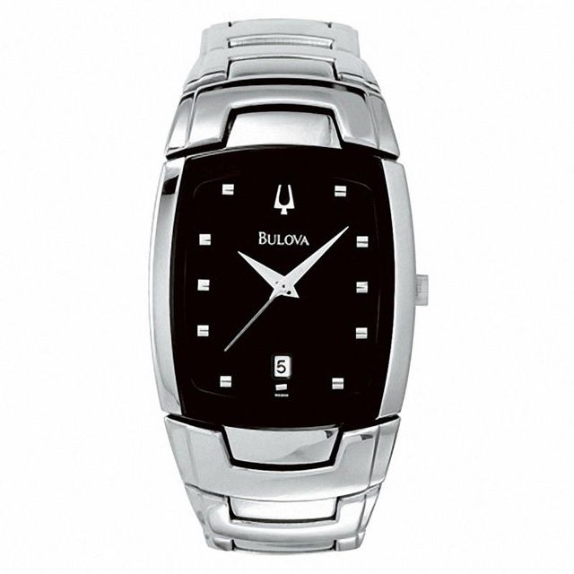 Bulova watch silver with black outlet face