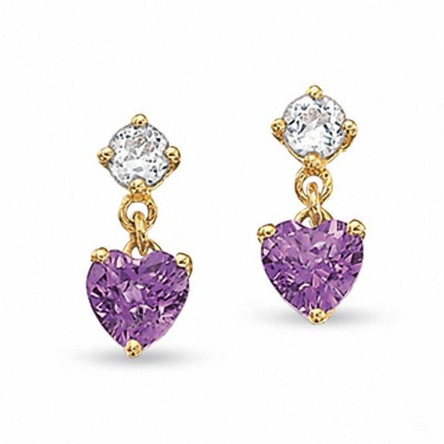 Heart shaped amethyst on sale earrings