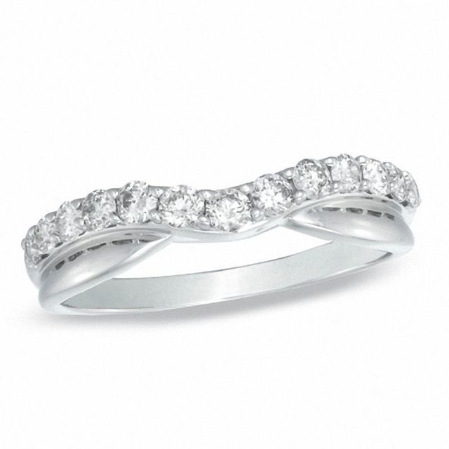 Contoured wedding band deals white gold