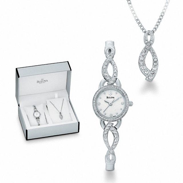 Bulova watch 2025 and necklace set