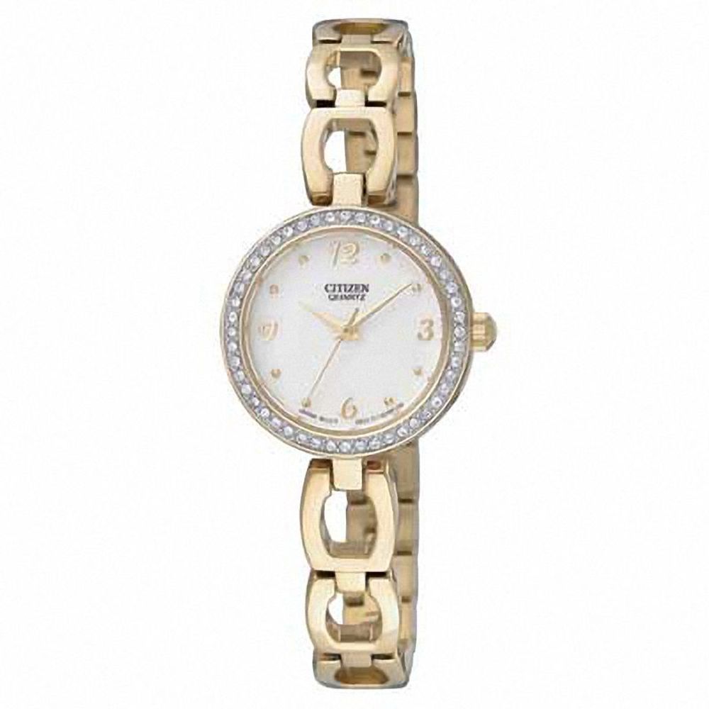 Peoples Ladies' Citizen Quartz SL Crystal Gold-Tone Watch with