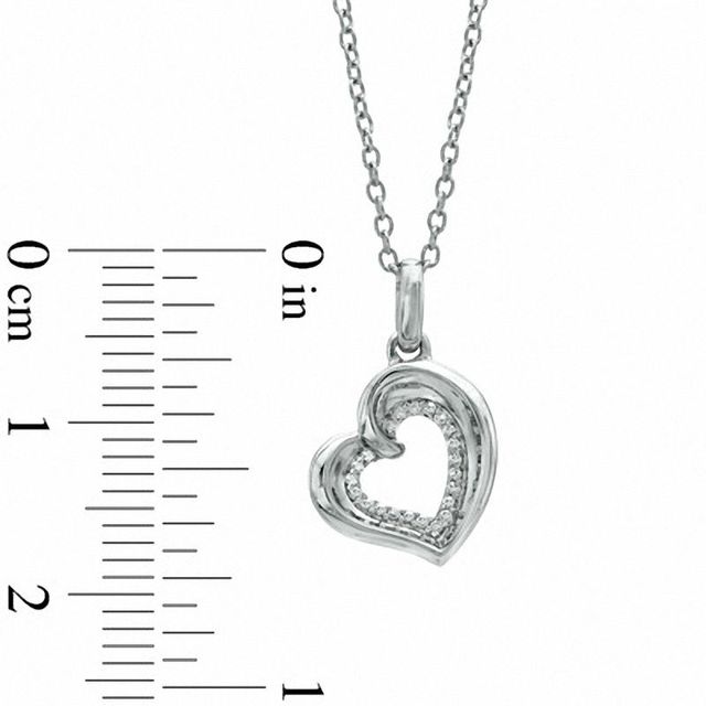 Diamond accent tilted heart pendant in sterling on sale silver