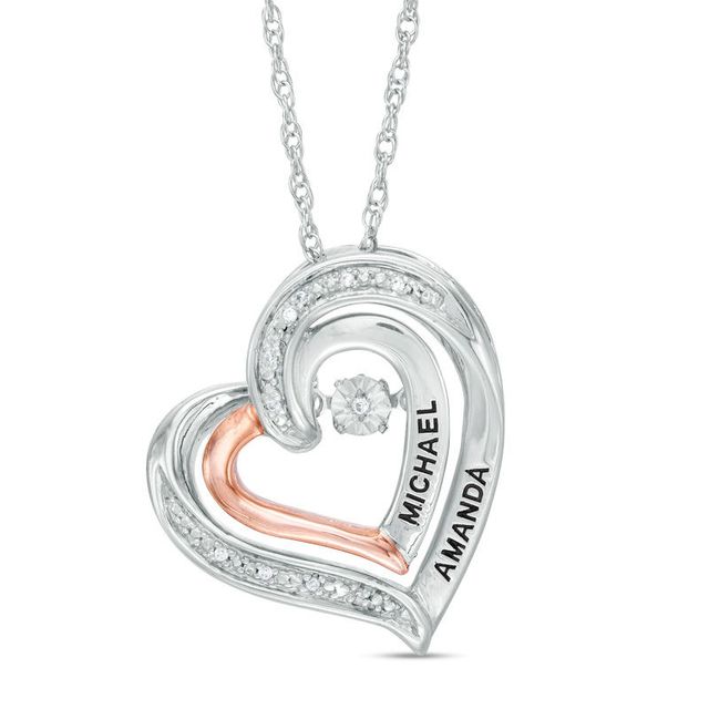 Diamond accent tilted heart pendant in sterling on sale silver