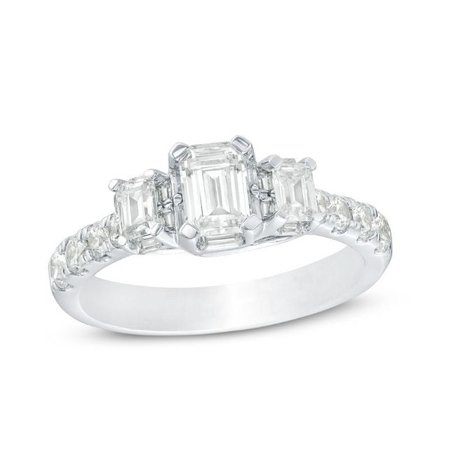 Emerald cut past on sale present future ring