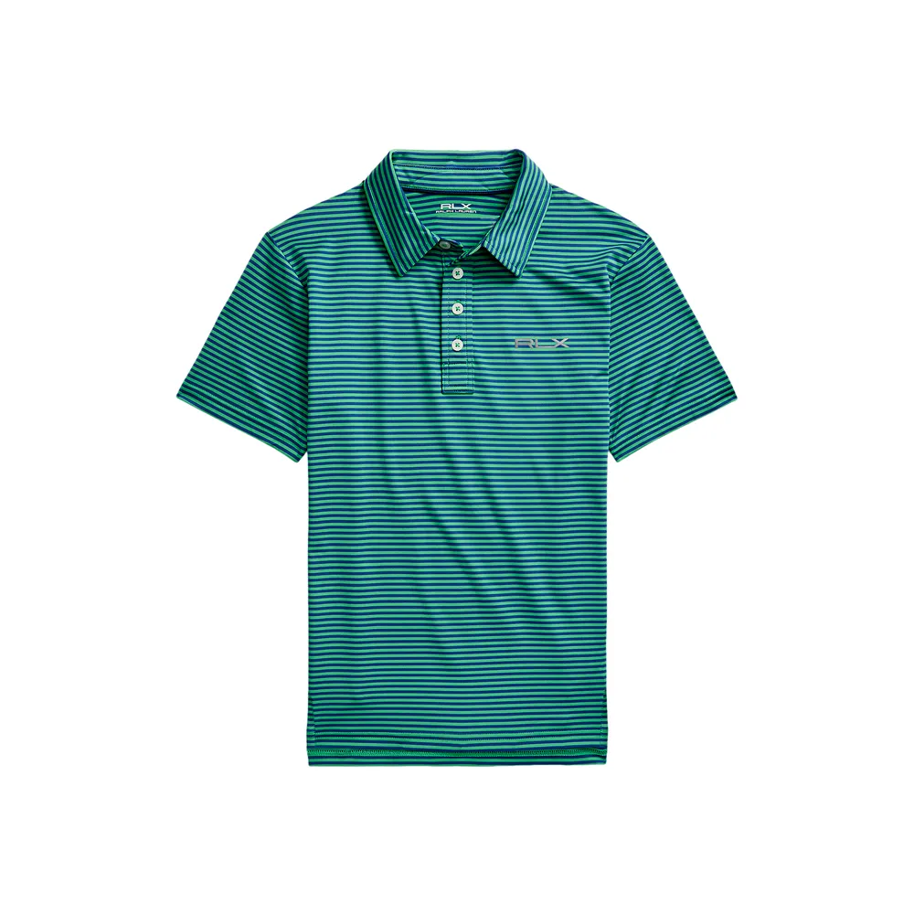 Ralph lauren green and hot sale white striped polo shirt