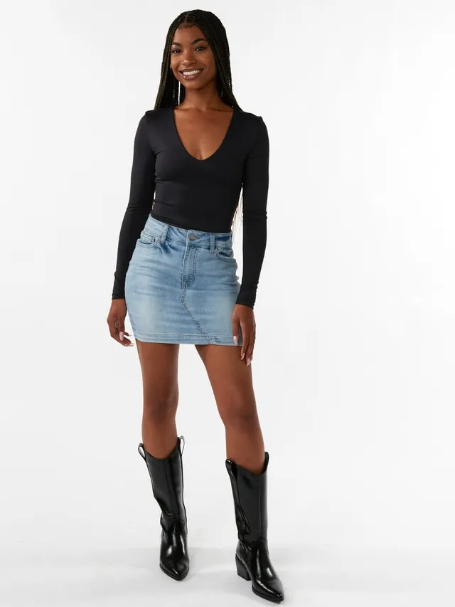 Low waist denim skirt hotsell