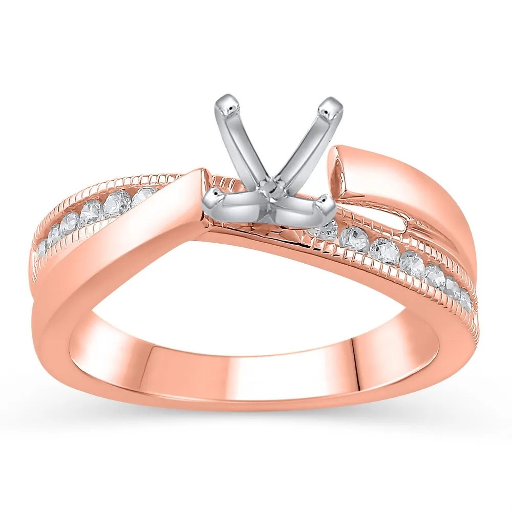 Ellaura 1 4ctw Diamond Asymmetrical Rose Gold Engagement Ring