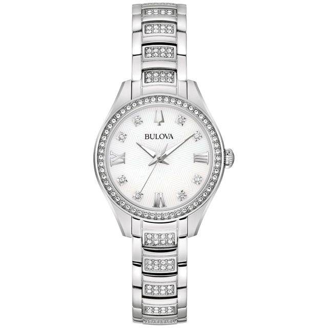 Bulova Crystal Mother of Pearl Dial and Stainless Steel Bracelet