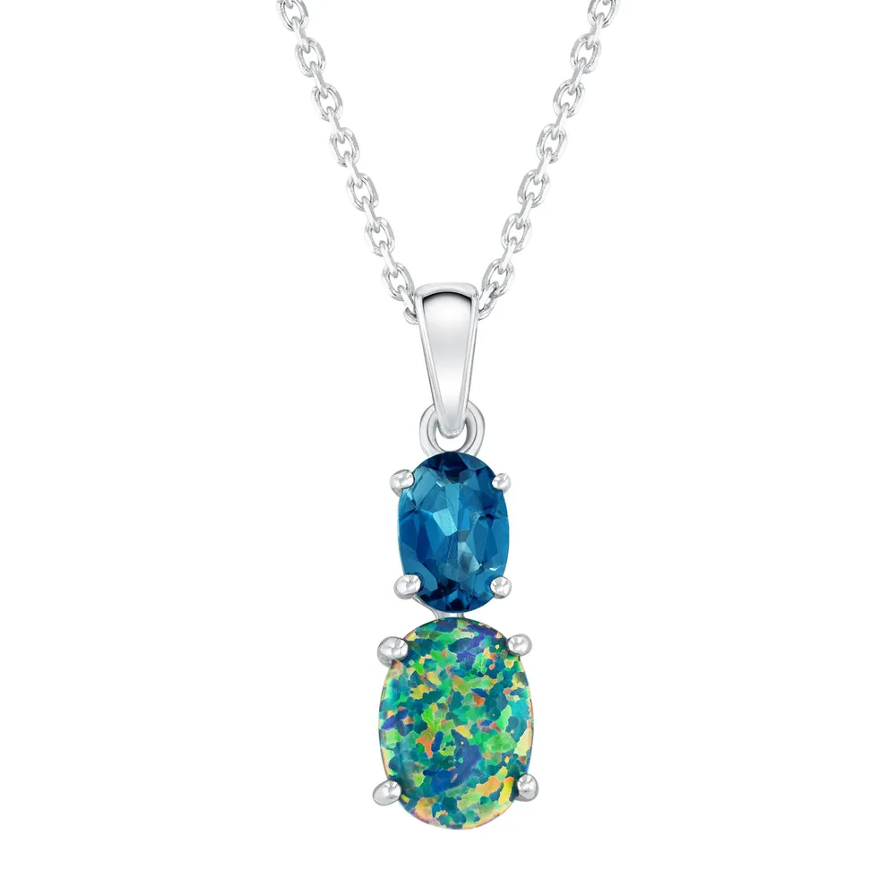 Blue topaz and opal clearance necklace