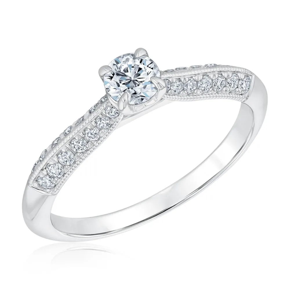 REEDS Signature 1 2ctw Diamond Round White Gold Engagement Ring