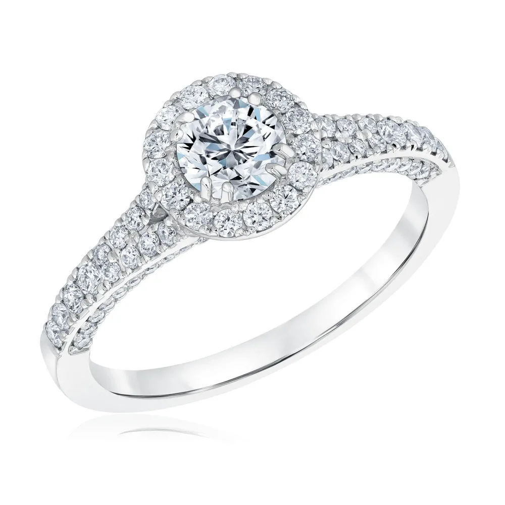 Forevermark 1ctw Round Diamond Halo White Gold Engagement Ring