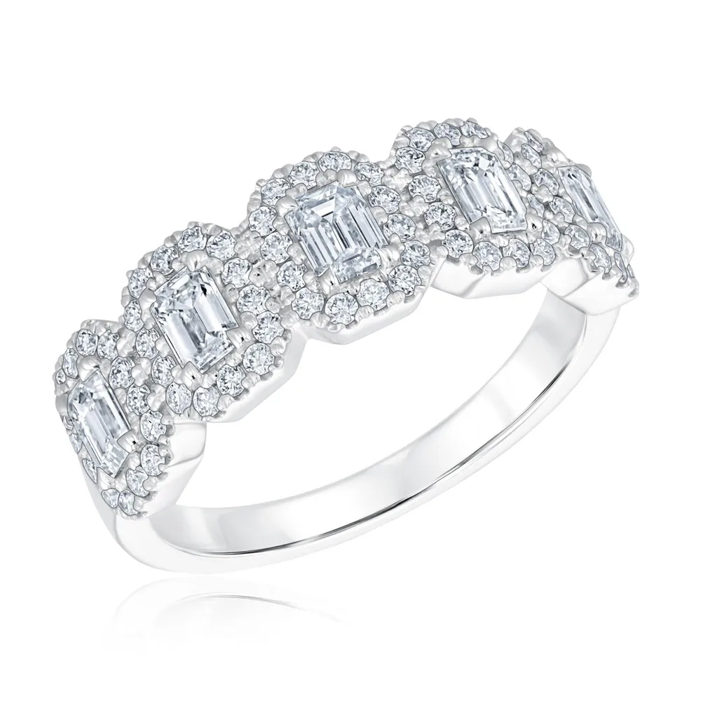 Forevermark 1 1 4ctw Five Emerald Diamond Halo White Gold