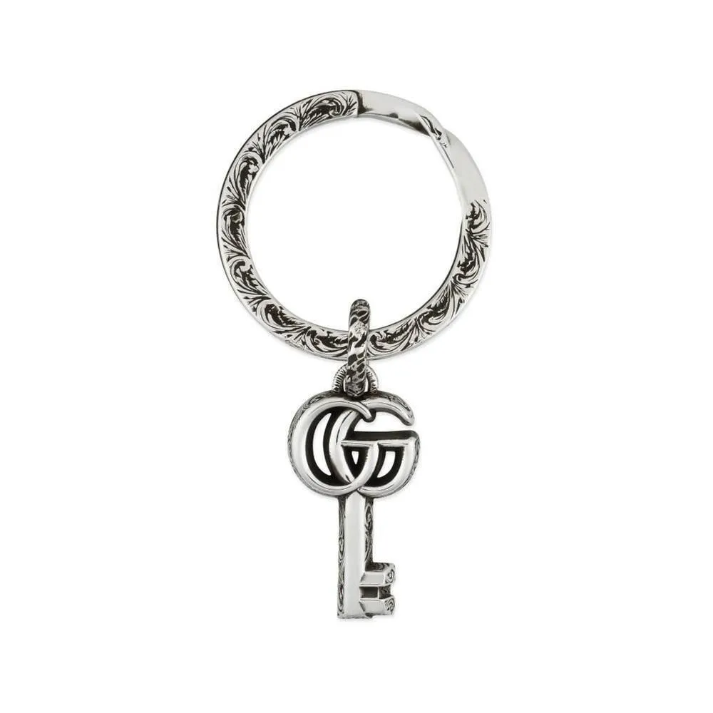 Gucci Aged Sterling Silver GG Marmont Keychain | Bridge Street