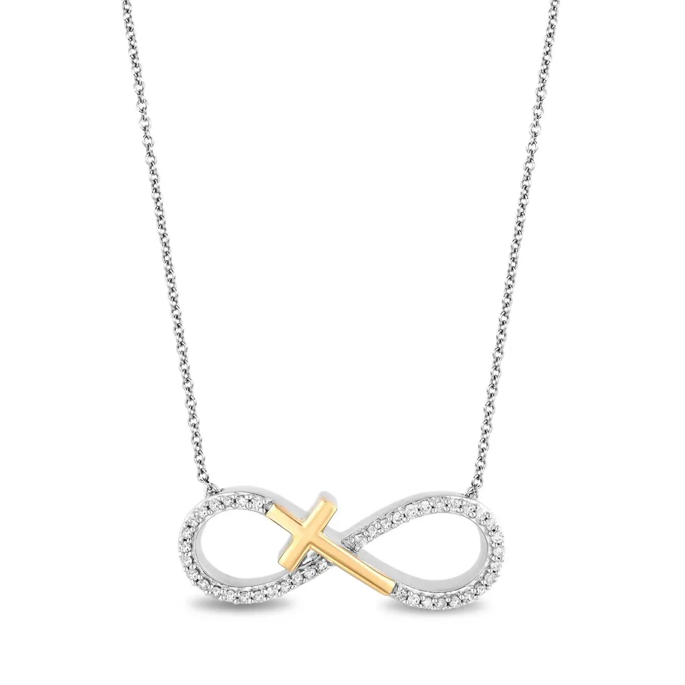 Hallmark Diamonds Two Tone Infinity Cross Necklace 1 10ctw