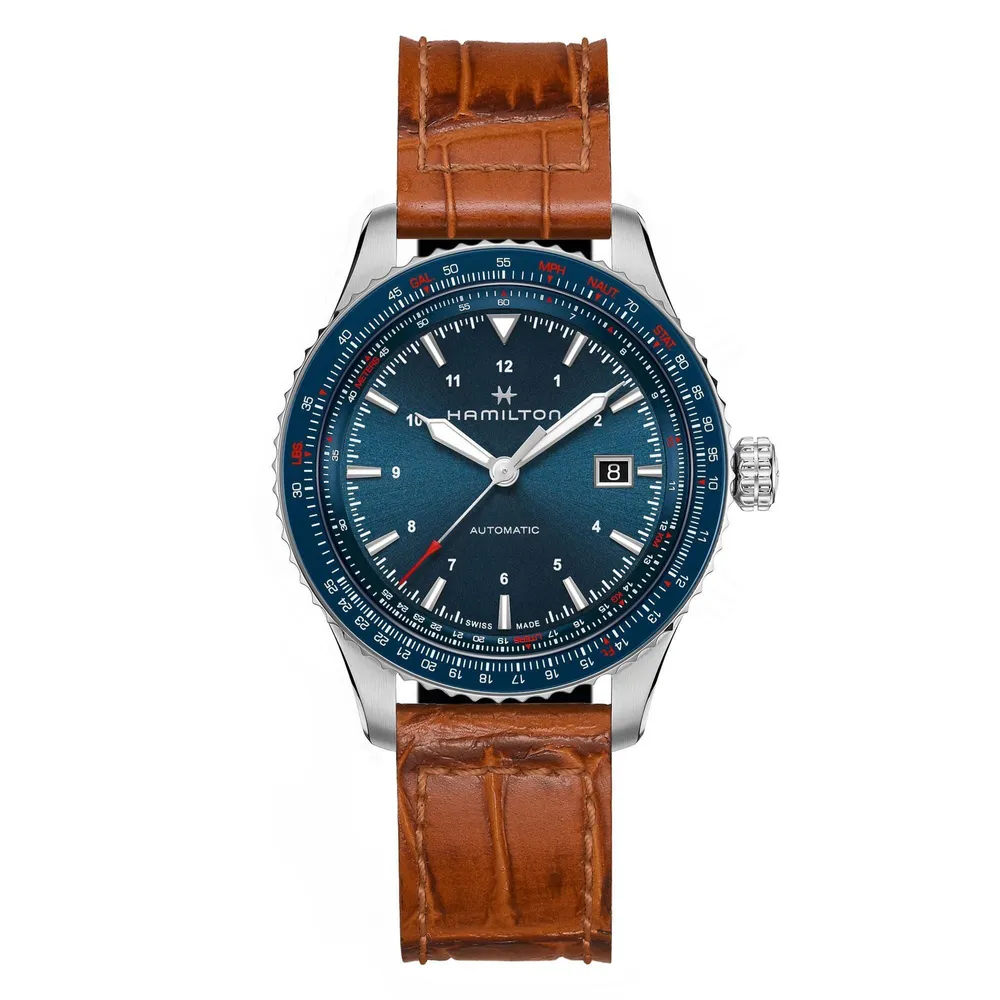 Hamilton Khaki Aviation Converter Auto Brown Leather Strap Watch