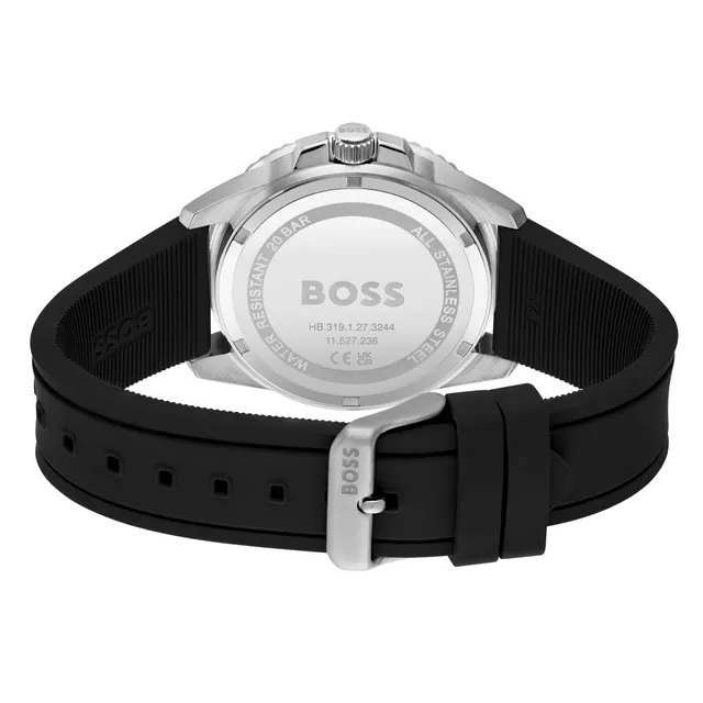 Hugo boss watch online men's black silicone strap