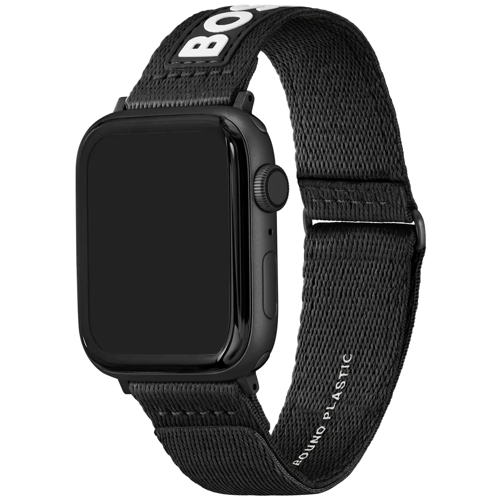 Hugo Boss Apple Watch Strap Black Ocean Bound Plastic 42mm 44mm 1560046