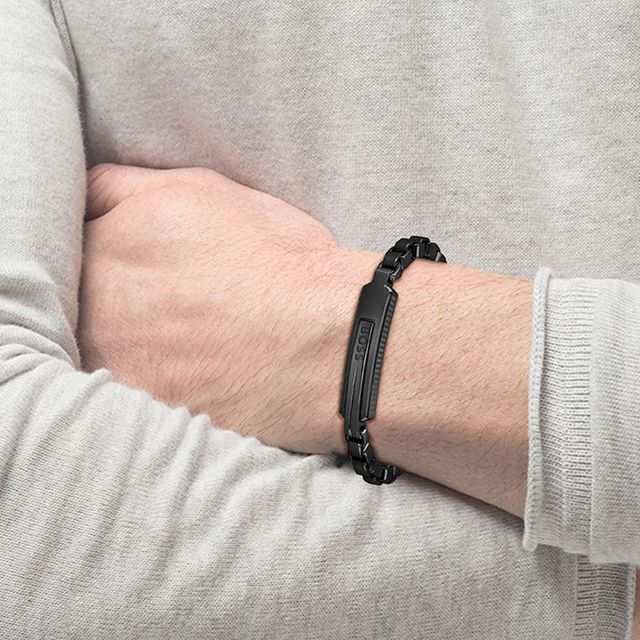 Hugo boss leather bracelet sale mens