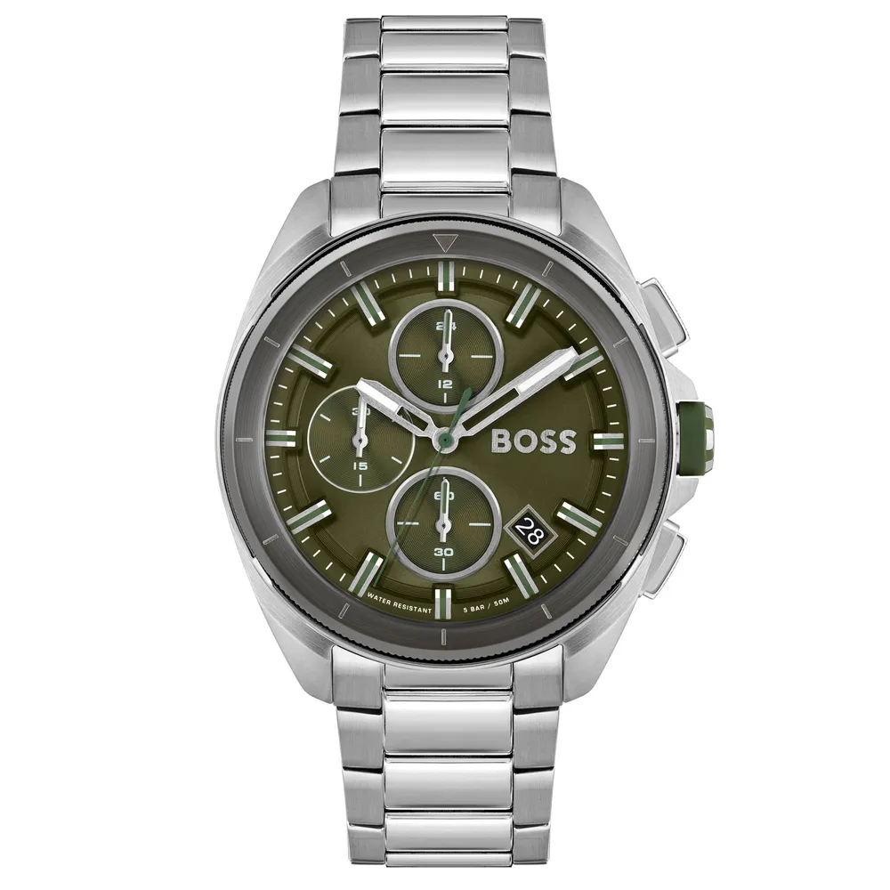 Hugo Boss Volane Chronograph Green Dial Stainless Steel Bracelet