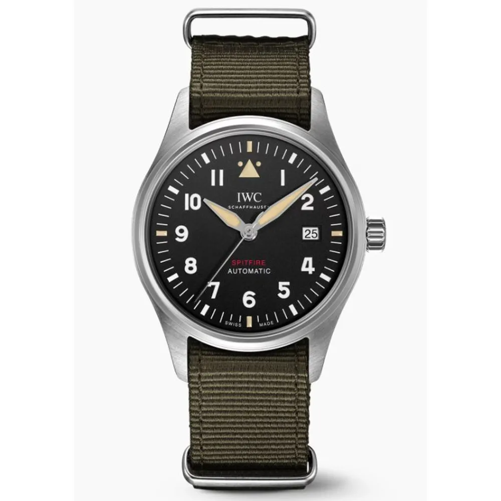 IWC Pilot s Watch Automatic Spitfire Black Dial Green Textile