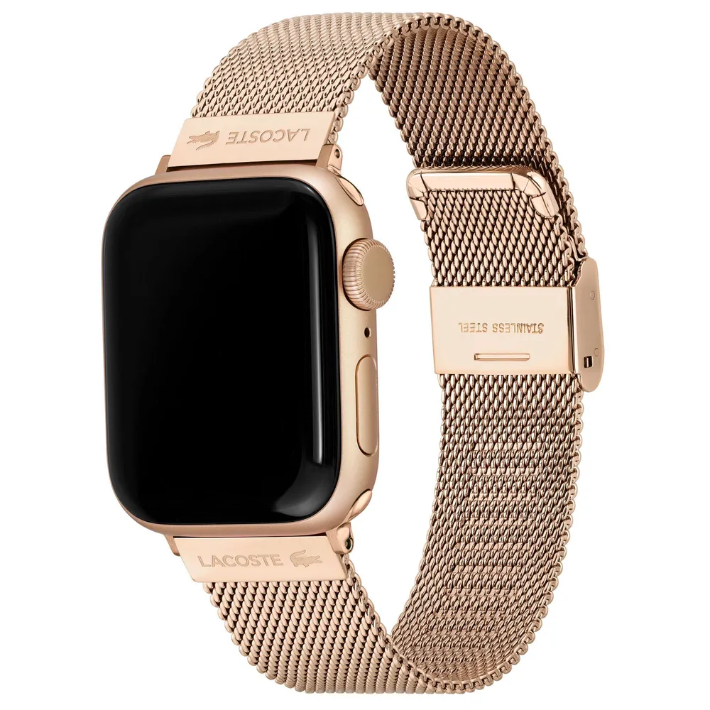 Lacoste Apple Watch Strap Rose Gold Tone Mesh 38mm 40mm