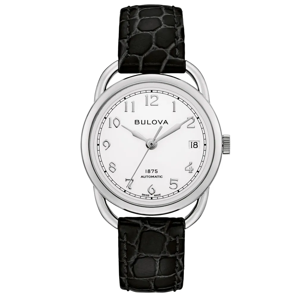 Bulova ladies watch discount black leather strap