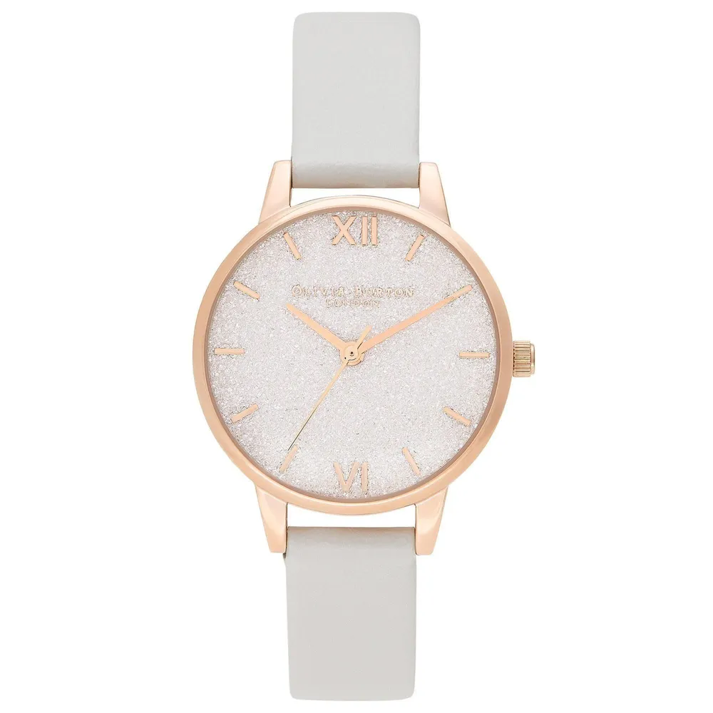 Olivia Burton Ladies Olivia Burton Silver Glitter Dial Vegan Grey