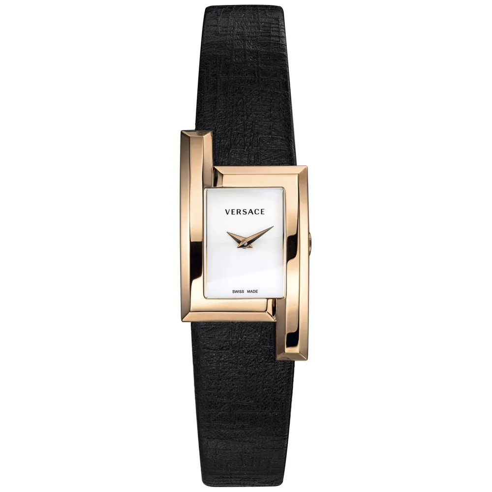 Versace Ladies Versace Greca Icon Black Leather Watch VELU00419