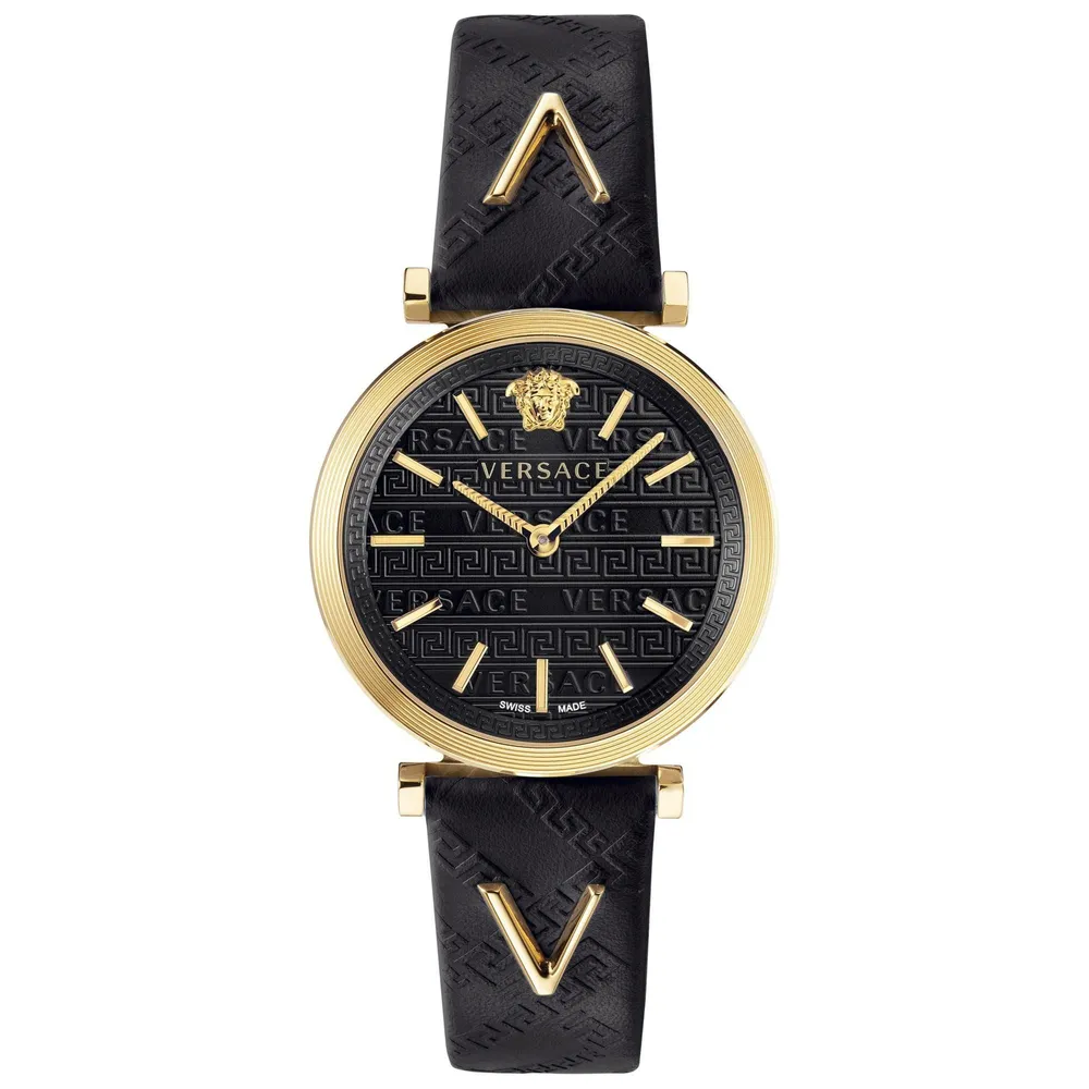 Versace black hot sale leather watch