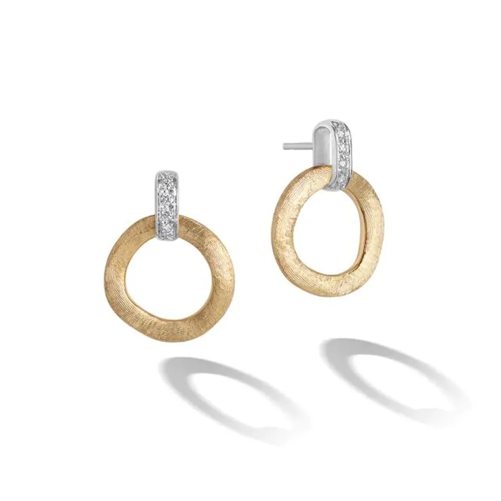 Marco Bicego Yellow Gold Stud Drop Earrings with Diamonds Jaipur