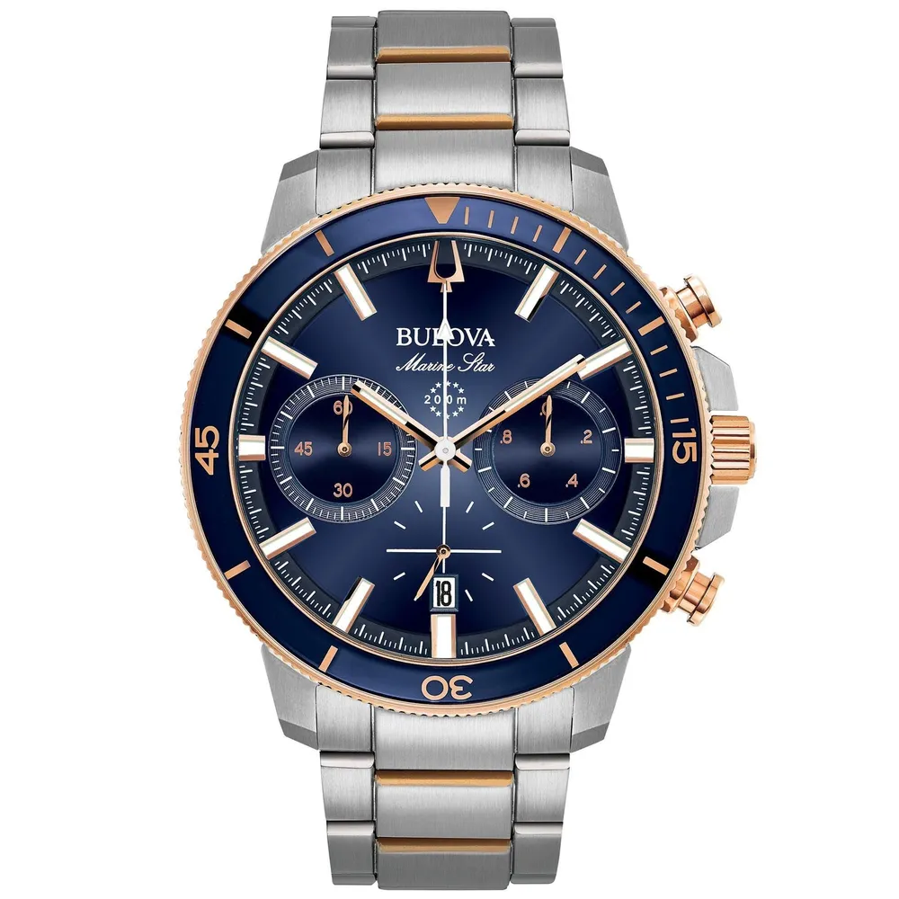 Bulova Men s Bulova Marine Star Two Tone Blue Dial Chronograph