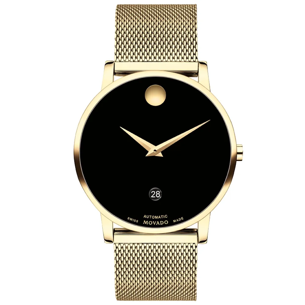 Men's swiss museum classic black leather strap watch 40mm shop