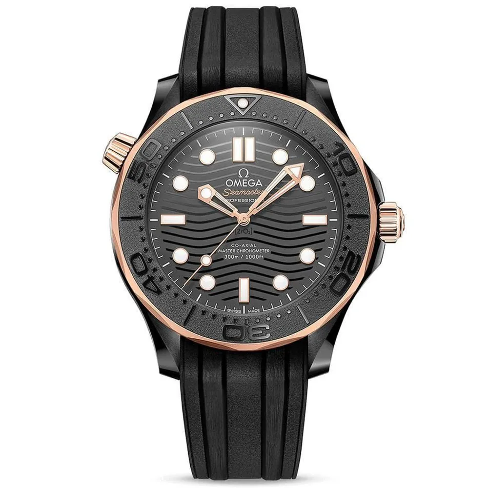 OMEGA Seamaster Diver 300m Co-Axial Master Chronometer Black Rubber Strap  Watch | Black Dial | 43.5mm | O21062442001001