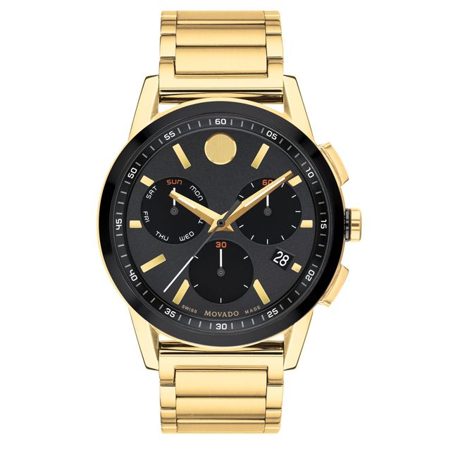 Movado Museum Sport Yellow Gold PVD Finished Bracelet Watch 43mm