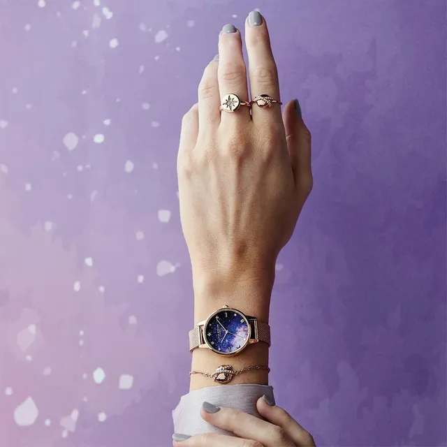 Sunray demi dial watch with boucle mesh on sale