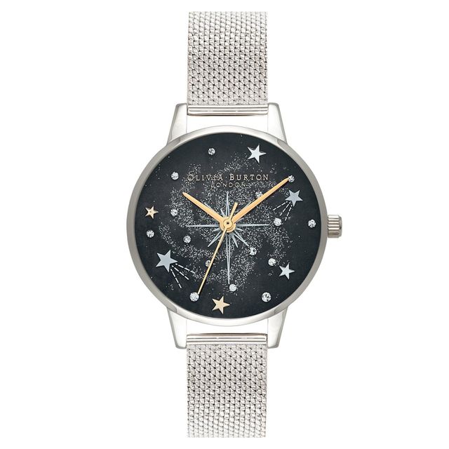 Celestial demi dial watch with boucle mesh clearance
