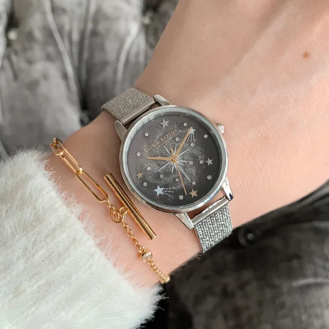 Sunray dial midi best sale dial silver mesh