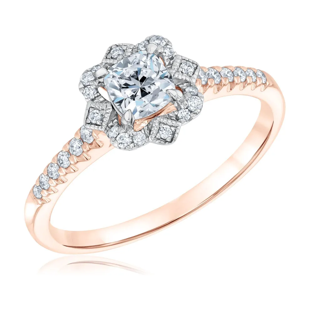 REEDS Signature 5 8ctw Cushion Diamond Halo Rose Gold Engagement