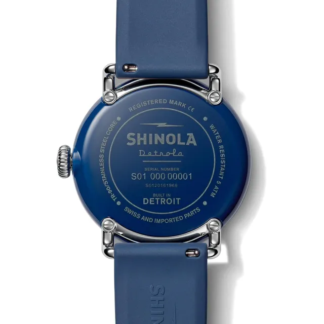 Shinola The Wolverine Detrola Blue Silicone Strap Watch