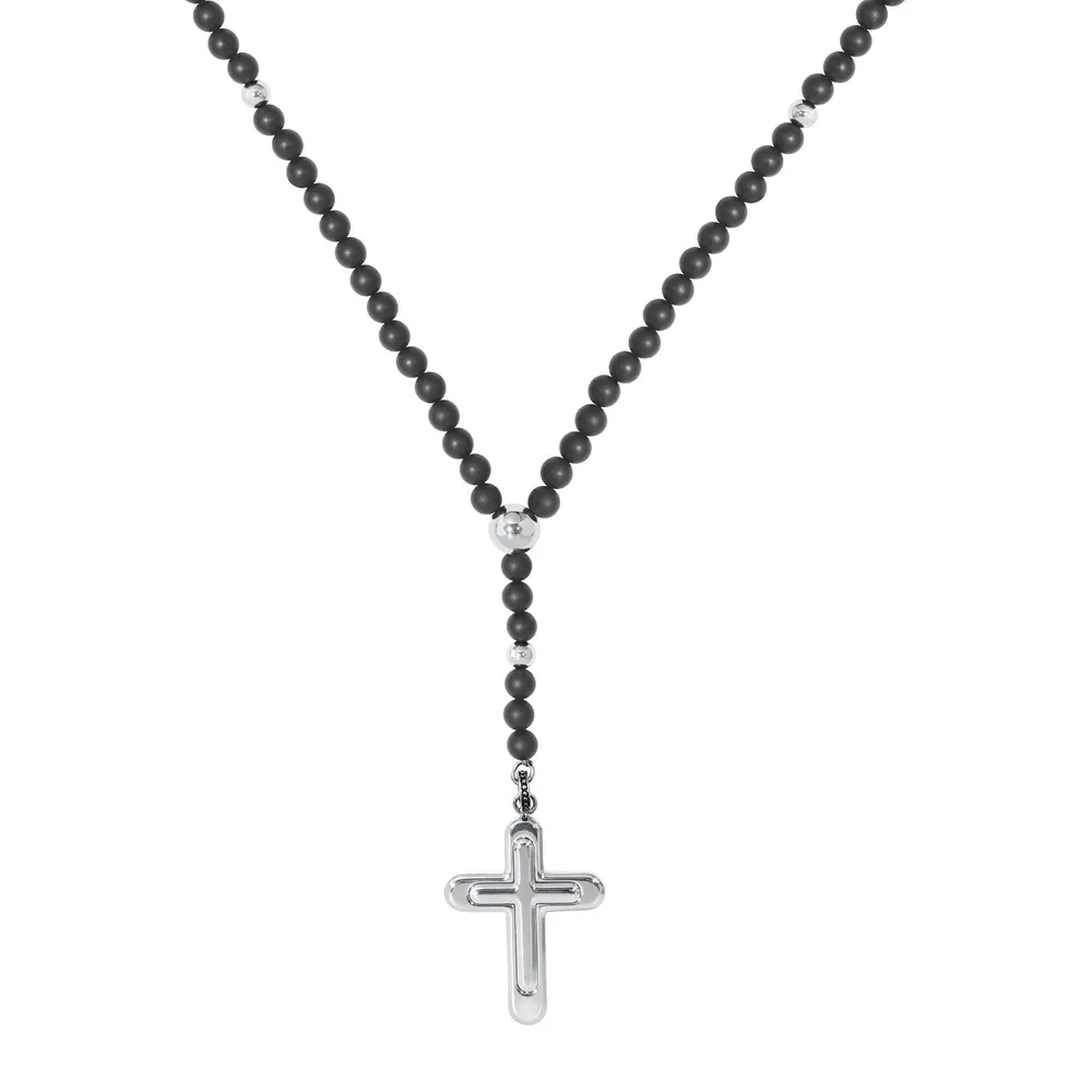 Mens black rosary necklace hotsell