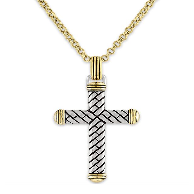 Esquire Men s Jewelry Textured Cross Gold Plated Sterling Silver
